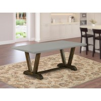 Dining Table Distressed Jacobean & Cement, Vt797