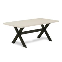 Dining Table Wire Brushed Black & Linen White, Xt627