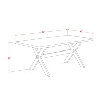 Dining Table Wire Brushed Black & Linen White, Xt627