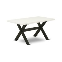 Dining Table Wire Brushed Black & Linen White, Xt626