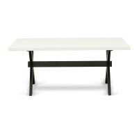 Dining Table Wire Brushed Black & Linen White, Xt626