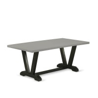 Dining Table Wire Brushed Black & Cement, Vt697
