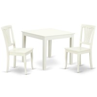 East West Furniture Oxav3-Lwh-W Oxford 3 Piece Room Furniture Set Contains A Square Dining Table And 2 Wood Seat Chairs, 36X36 Inch