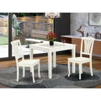 East West Furniture Oxav3-Lwh-W Oxford 3 Piece Room Furniture Set Contains A Square Dining Table And 2 Wood Seat Chairs, 36X36 Inch