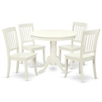 Dining Room Set Linen White, Anda5-Lwh-W