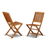 Solid Acacia Wooden Patio Folding Side Chair -Set Of Two