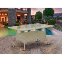 Wicker Patio Table Natural Linen, Osltg03