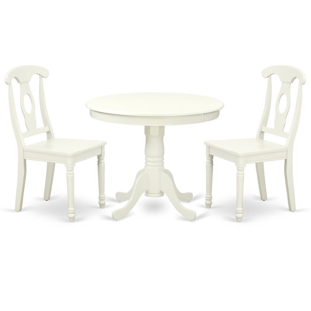 Dining Room Set Linen White, Anke3-Lwh-W