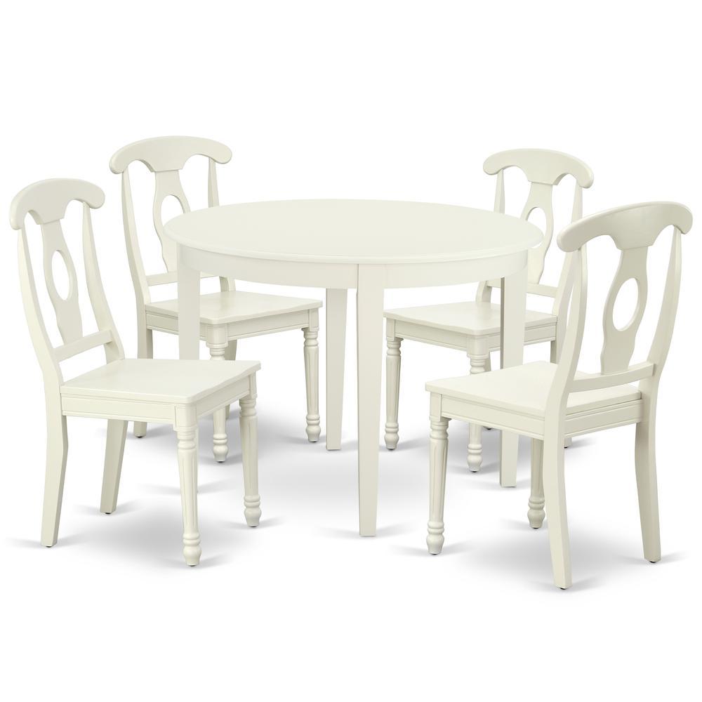 Dining Room Set Linen White, Boke5-Lwh-W