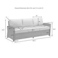 Bradenton 3Pc Outdoor Wicker Sofa Set Navy/Gray - Sofa & 2 Ottomans