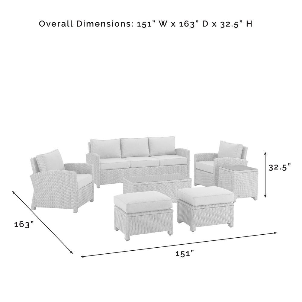 Bradenton 7Pc Outdoor Wicker Sofa Set Navy/Gray - Sofa, Coffee Table, Side Table, 2 Armchairs & 2 Ottomans
