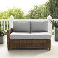 Bradenton Outdoor Wicker Sectional Left Side Loveseat Gray/Weathered Brown