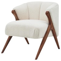 Florence Faux Shearling Fabric Accent Chair Brown Legs