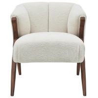 Florence Faux Shearling Fabric Accent Chair Brown Legs