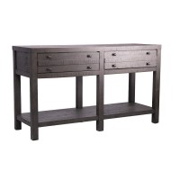 Rustic Style Console Table With Shelf And 2-Drawer Storage, Rustic Dark Grey