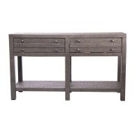 Rustic Style Console Table With Shelf And 2-Drawer Storage, Rustic Dark Grey