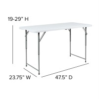 4-Foot Height Adjustable Bi-Fold Granite White Plastic Folding Table