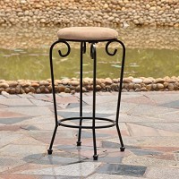 Mandalay Iron 29-Inch Bar Stools With Microsuede Seat (Set Of 2), Tan