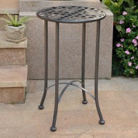 Mandalay 16-Inch Outdoor Side Table, Hammered Pewter