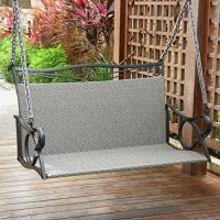 Valencia Resin Wicker/ Steel Hanging Loveseat Swing, Grey