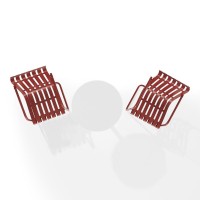 Gracie 3Pc Outdoor Metal Bistro Set Dark Red Satin/White Satin - Bistro Table & 2 Armchairs