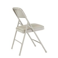 Nps 1200 Series Premium Vinyl Upholstered Double Hinge Folding Chair, Warm Grey (Pack Of 4)