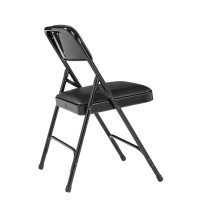 Nps 1200 Series Premium Vinyl Upholstered Double Hinge Folding Chair, Caviar Black (Pack Of 4)