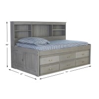 Os Home And Office Furniture Model 83222-6-Kd, Solid Pine Twin Daybed With Six Sturdy Drawers In Charcoal Gray