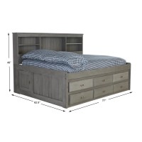 Os Home And Office Furniture Model 83223-6-Kd, Solid Pine Full Daybed With Six Sturdy Drawers In Charcoal Gray