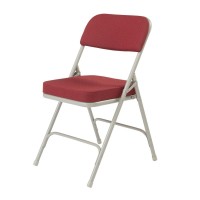 Nps 3200 Series Premium 2 Fabric Upholstered Double Hinge Folding Chair, New Burgundy (Pack Of 2)