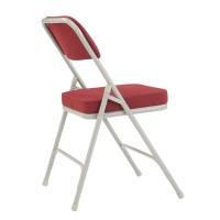 Nps 3200 Series Premium 2 Fabric Upholstered Double Hinge Folding Chair, New Burgundy (Pack Of 2)