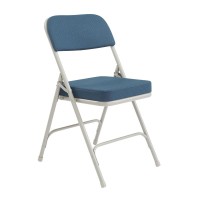 Nps 3200 Series Premium 2 Fabric Upholstered Double Hinge Folding Chair, Regal Blue (Pack Of 2)