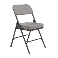Nps 3200 Series Premium 2 Fabric Upholstered Double Hinge Folding Chair, Charcoal Grey (Pack Of 2)