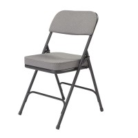 Nps 3200 Series Premium 2 Fabric Upholstered Double Hinge Folding Chair, Charcoal Grey (Pack Of 2)