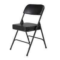 Nps 3200 Series Premium 2 Vinyl Upholstered Double Hinge Folding Chair, Black (Pack Of 2)