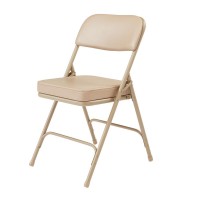 Nps 3200 Series Premium 2 Vinyl Upholstered Double Hinge Folding Chair, Beige (Pack Of 2)