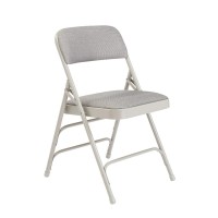 Nps 2300 Series Deluxe Fabric Upholstered Triple Brace Double Hinge Premium Folding Chair, Greystone (Pack Of 4)