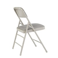 Nps 2300 Series Deluxe Fabric Upholstered Triple Brace Double Hinge Premium Folding Chair, Greystone (Pack Of 4)