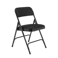 Nps 2200 Series Deluxe Fabric Upholstered Double Hinge Premium Folding Chair, Midnight Black (Pack Of 4)