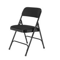 Nps 2200 Series Deluxe Fabric Upholstered Double Hinge Premium Folding Chair, Midnight Black (Pack Of 4)