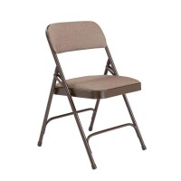 Nps 2200 Series Deluxe Fabric Upholstered Double Hinge Premium Folding Chair, Russet Walnut (Pack Of 4)