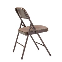 Nps 2200 Series Deluxe Fabric Upholstered Double Hinge Premium Folding Chair, Russet Walnut (Pack Of 4)