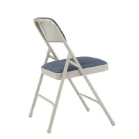 Nps 2200 Series Deluxe Fabric Upholstered Double Hinge Premium Folding Chair, Imperial Blue Fabric/Grey Frame (Pack Of 4)