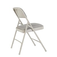 Nps 2200 Series Deluxe Fabric Upholstered Double Hinge Premium Folding Chair, Greystone (Pack Of 4)