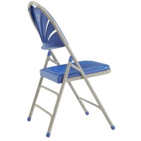 Nps 1100 Series Deluxe Fan Back With Triple Brace Double Hinge Folding Chair, Blue (Pack Of 4)