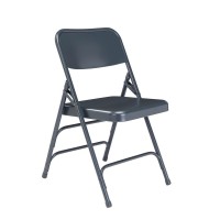 Nps 300 Series Deluxe All-Steel Triple Brace Double Hinge Folding Chair, Char-Blue (Pack Of 4)