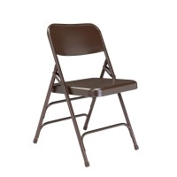 Nps 300 Series Deluxe All-Steel Triple Brace Double Hinge Folding Chair, Brown (Pack Of 4)