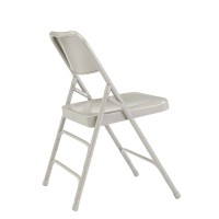 Nps 300 Series Deluxe All-Steel Triple Brace Double Hinge Folding Chair, Grey (Pack Of 4)