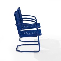Bates 2Pc Outdoor Metal Armchair Set Navy - 2 Armchairs