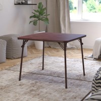Brown Folding Card Table - Lightweight Portable Folding Table With Collapsible Legs